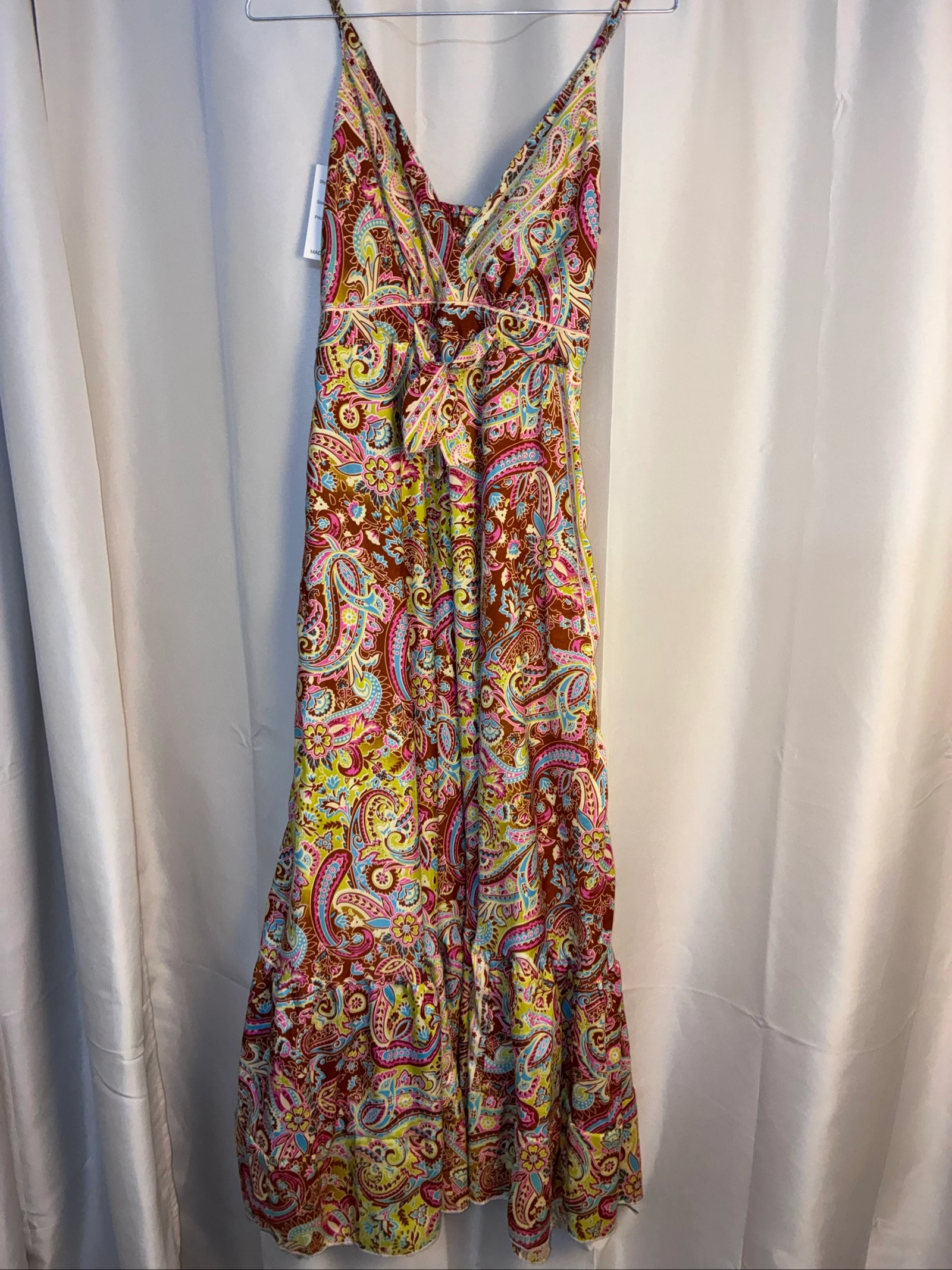 Robe longue soie à motifs paisley / cachemire style boho chic - Neuf avec étiquette xs/s/m